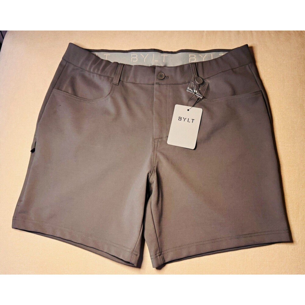 NWT BYLT Basics Lux Short Stone Grey Size 36 Golf Athleisure Shorts
